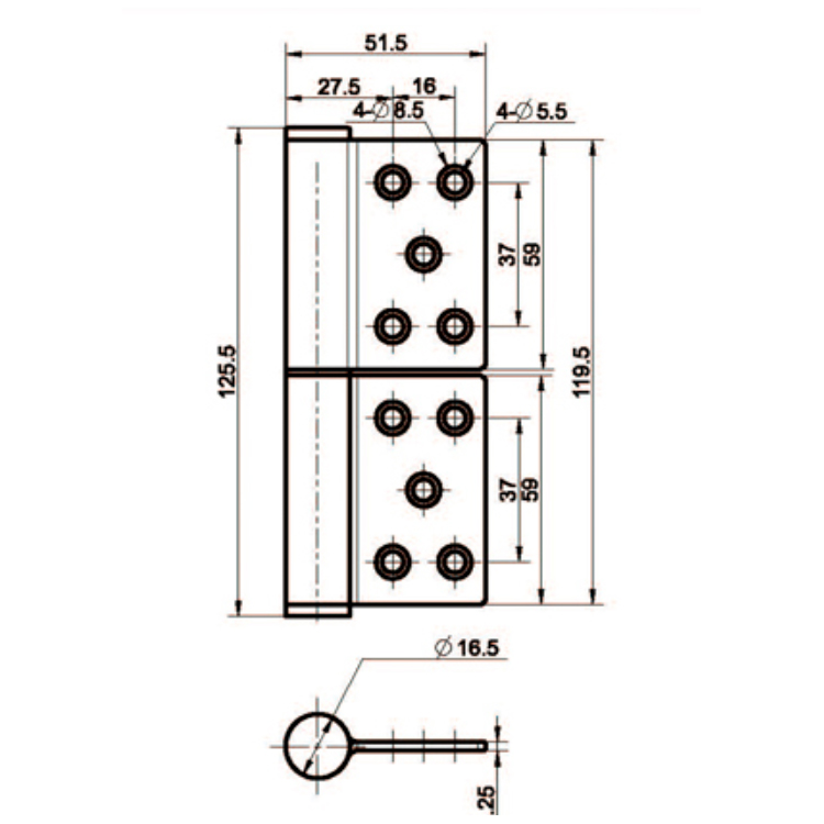 Vestavěný odnímatelný pant z nerezové oceli-B2228-13