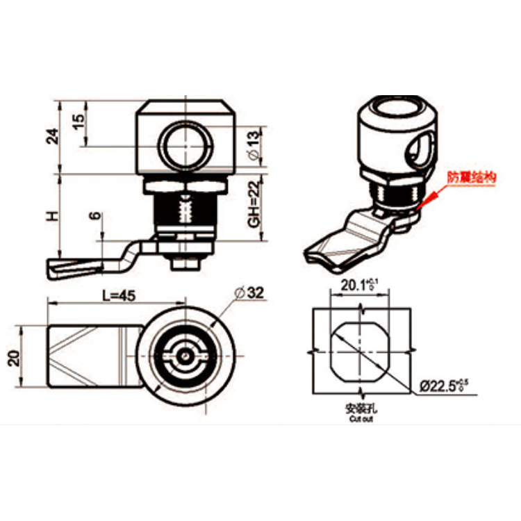 Visací zámek Typ Cam Lock-A6019