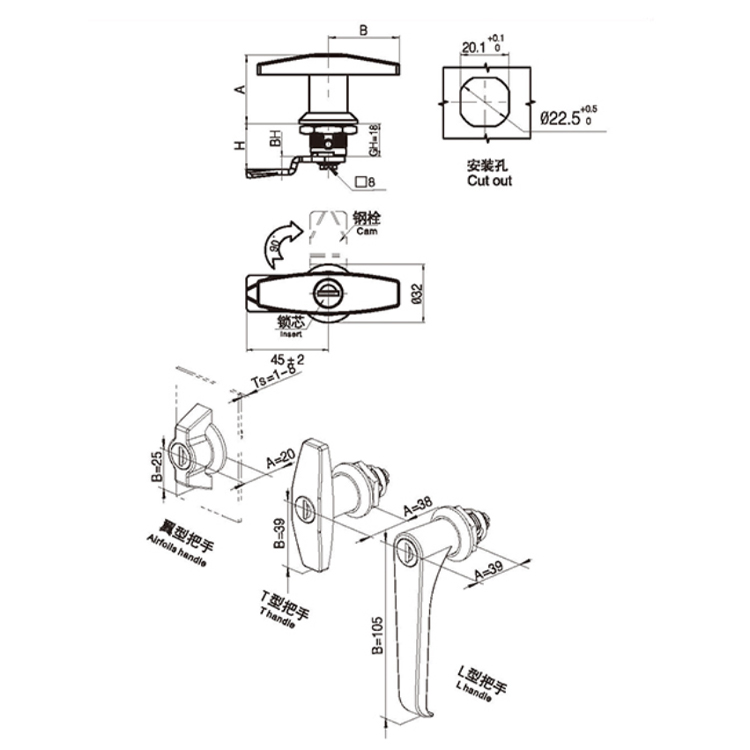 Křídlová rukojeť typu Cam Lock-A6091