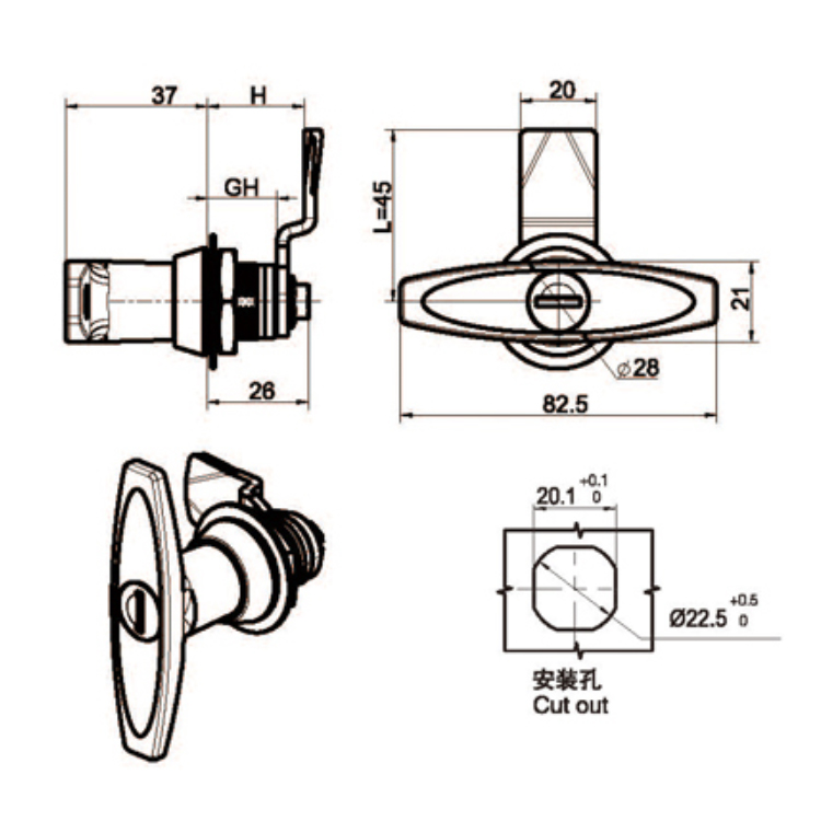 T-rukojeť Cam Lock-A6096