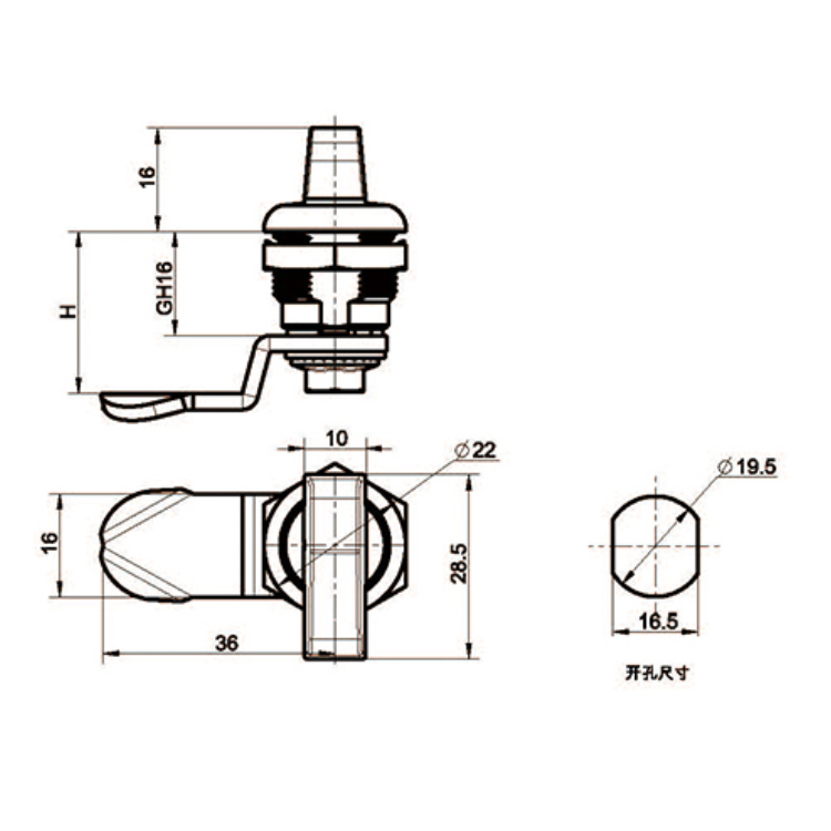 Typ knoflíku Cam Lock-A6207-4