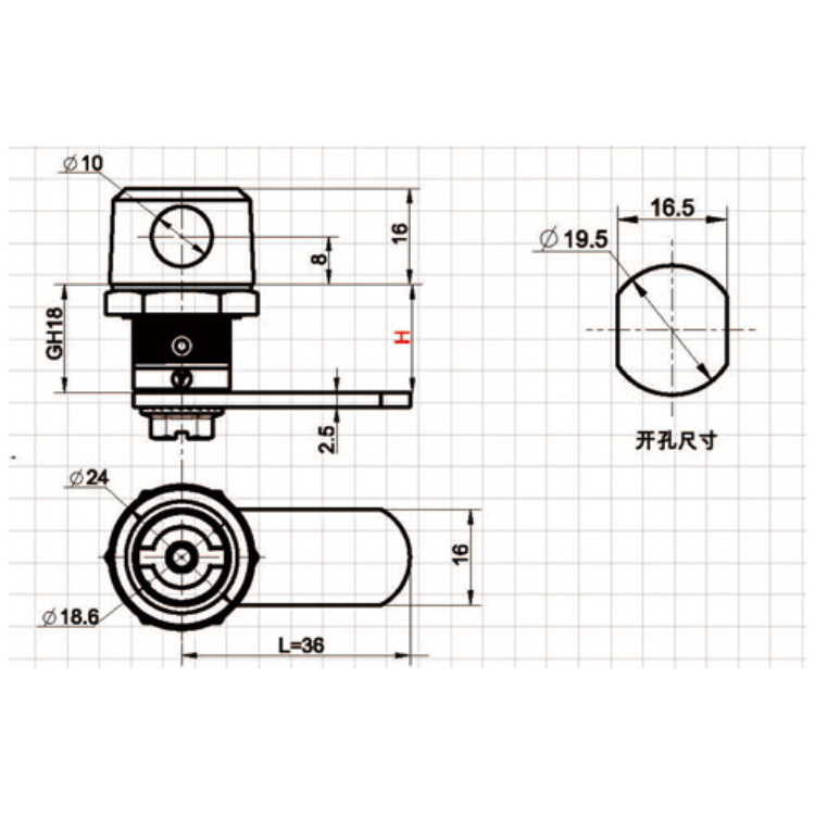 Typ nástroje Visací zámek Typ Cam Lock-A6208-1